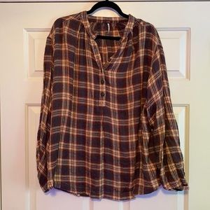 Free People Plaid Blouse